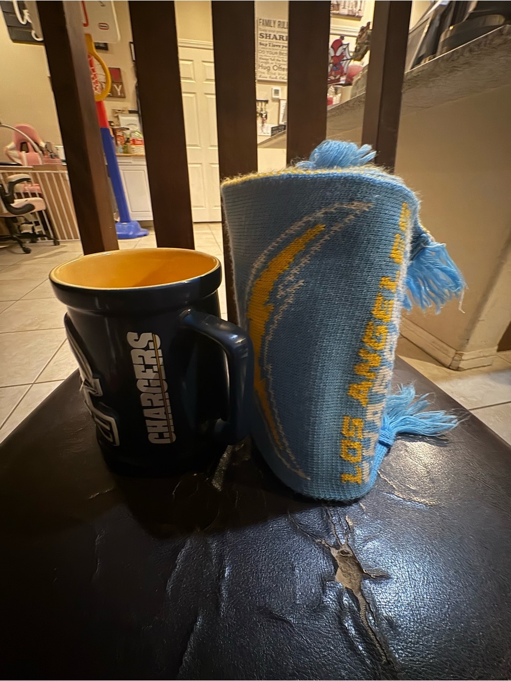 Los Angeles Chargers Knit Scarf with Chargers Mug
